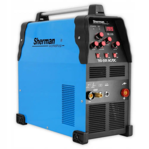 Sherman Spawarka TIG 201 AC/DC + Wózek transportowy + Butla gazowa Argon 8L 200Bar Sherman Spawarka TIG 201 AC/DC + Wózek transportowy + Butla gazowa Argon 8L 200Bar